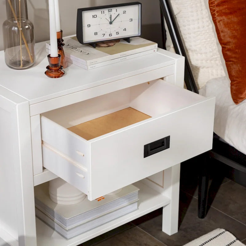 Tables de chevet modernes à 1 tiroir en bois massif, lot de 2