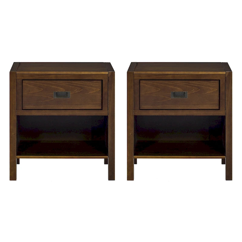 Tables de chevet modernes à 1 tiroir en bois massif, lot de 2