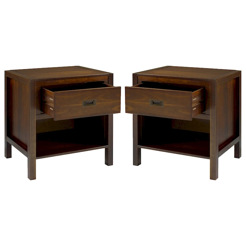 Tables de chevet modernes à 1 tiroir en bois massif, lot de 2