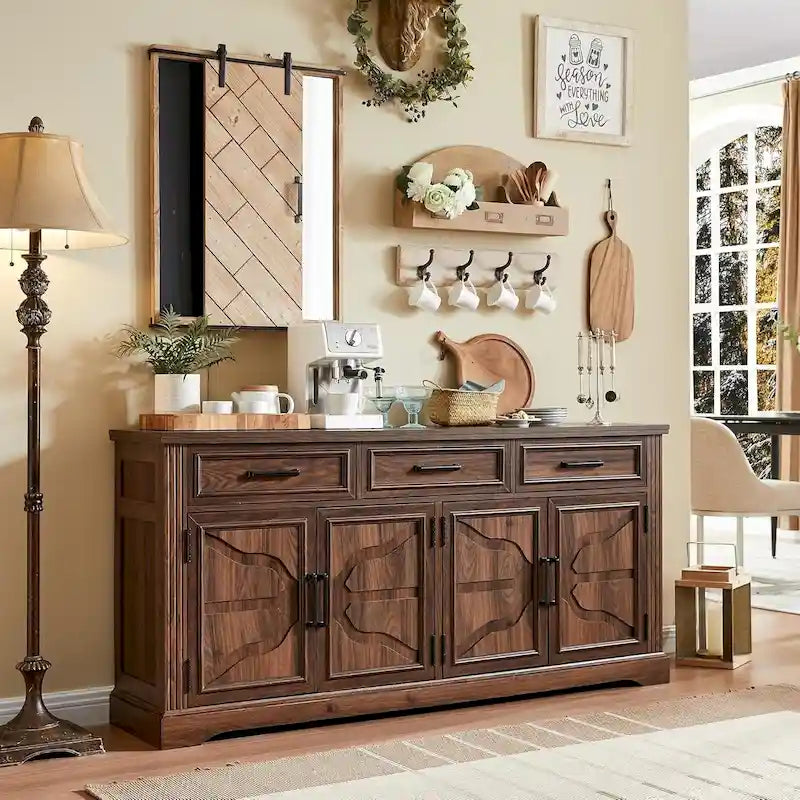 Bahut de ferme, meuble de bar à café, meuble de bar à vin pour salle à manger