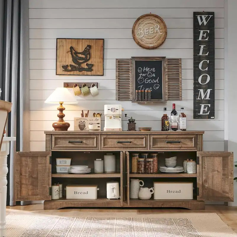 Bahut de ferme, meuble de bar à café, meuble de bar à vin pour salle à manger
