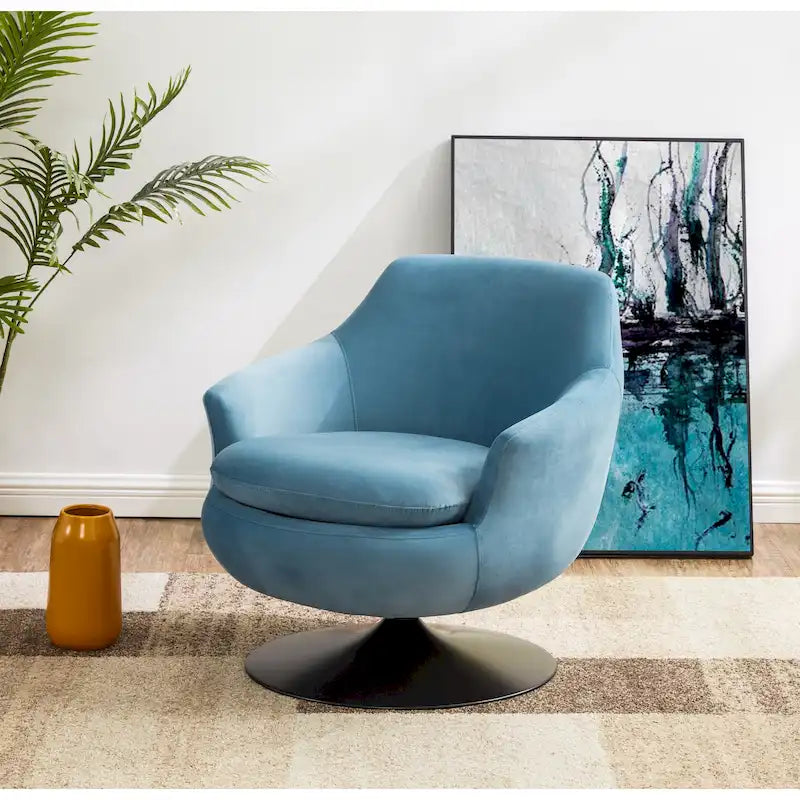 Fauteuil d'appoint pivotant en velours - 31,1 L x 32,3 P x 29,5 H - 31,1 L x 32,3 P x 29,5 H