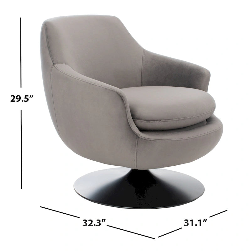Fauteuil d'appoint pivotant en velours - 31,1 L x 32,3 P x 29,5 H - 31,1 L x 32,3 P x 29,5 H