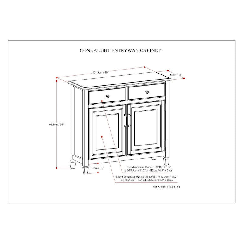Meuble de rangement d'entrée traditionnel en bois massif de 40 po de large - 40 po l x 15 po p x 36 po h
