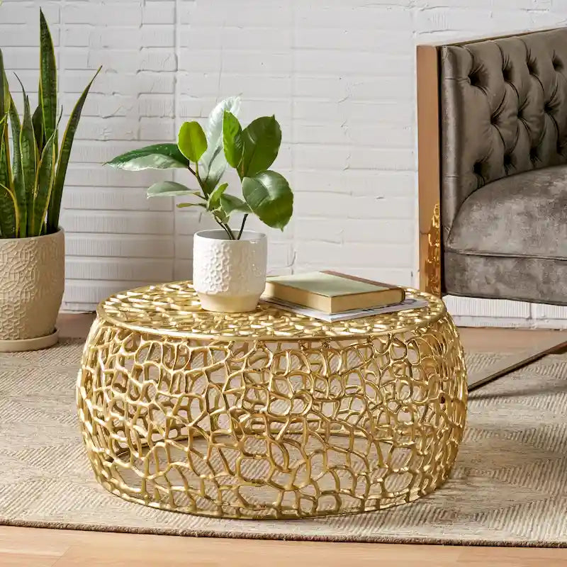 Table basse moderne fabriquée à la main en maille d'aluminium