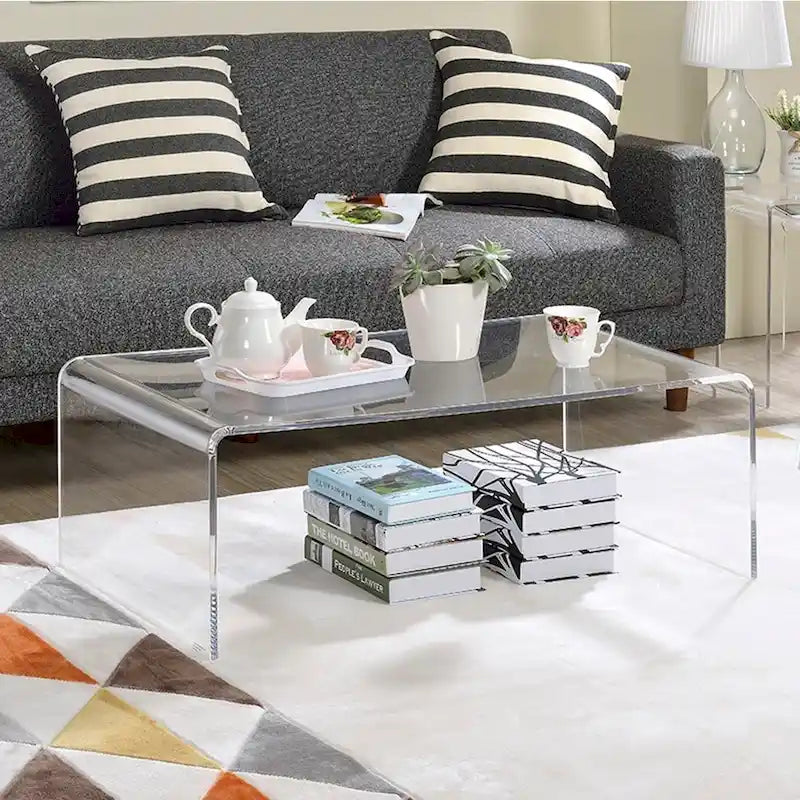 Table basse moderne en acrylique transparent