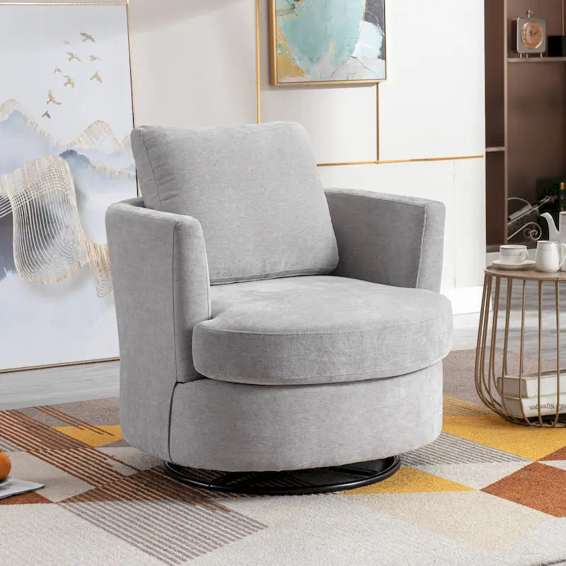 Fauteuil pivotant cylindrique moderne rembourré pour salon