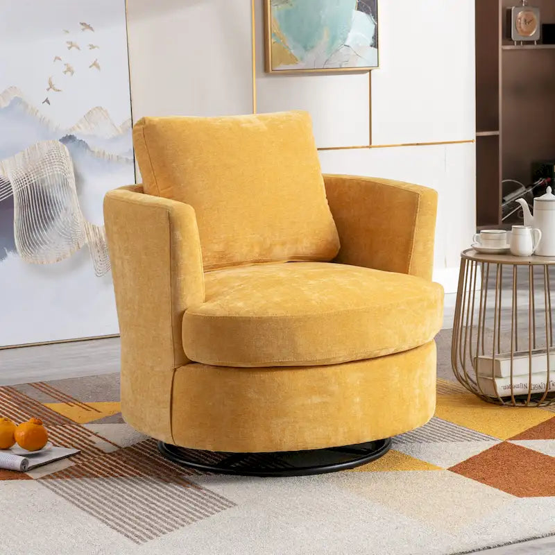 Fauteuil pivotant cylindrique moderne rembourré pour salon