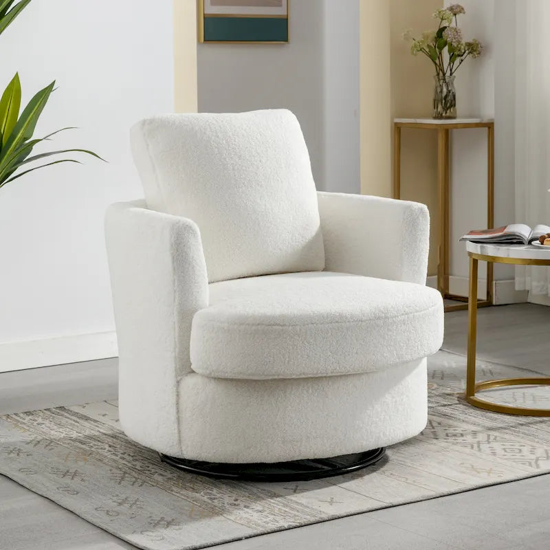 Fauteuil pivotant cylindrique moderne rembourré pour salon