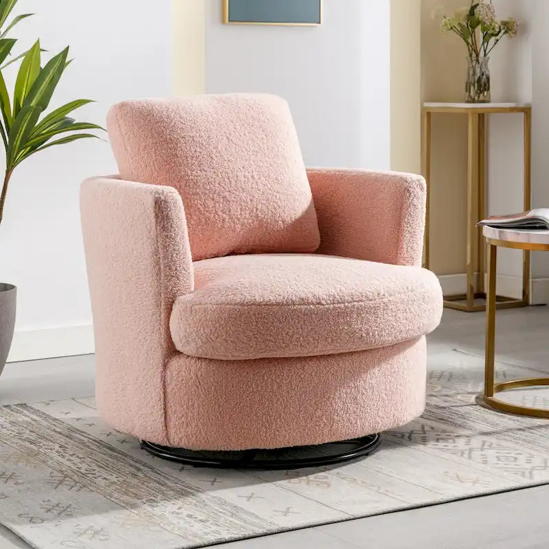 Fauteuil pivotant cylindrique moderne rembourré pour salon