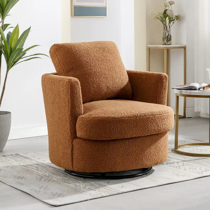 Fauteuil pivotant cylindrique moderne rembourré pour salon