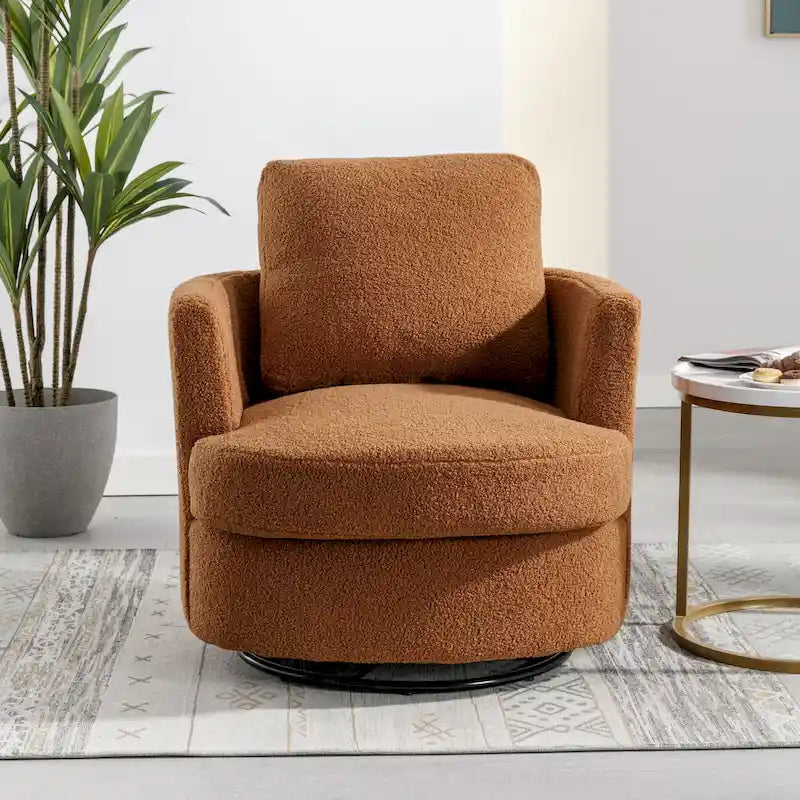 Fauteuil pivotant cylindrique moderne rembourré pour salon