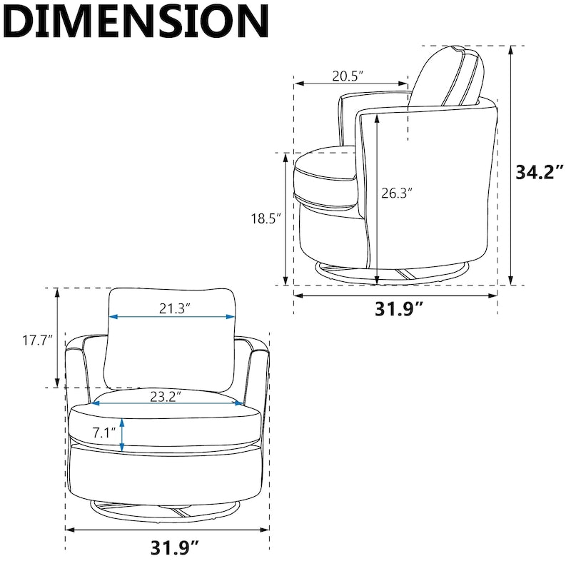 Fauteuil pivotant cylindrique moderne rembourré pour salon