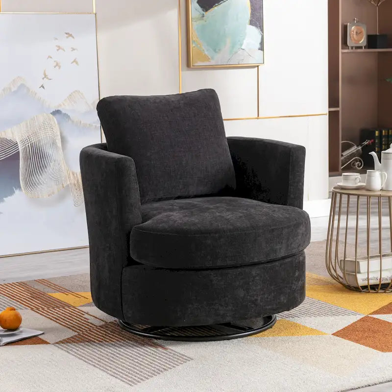 Fauteuil pivotant cylindrique moderne rembourré pour salon