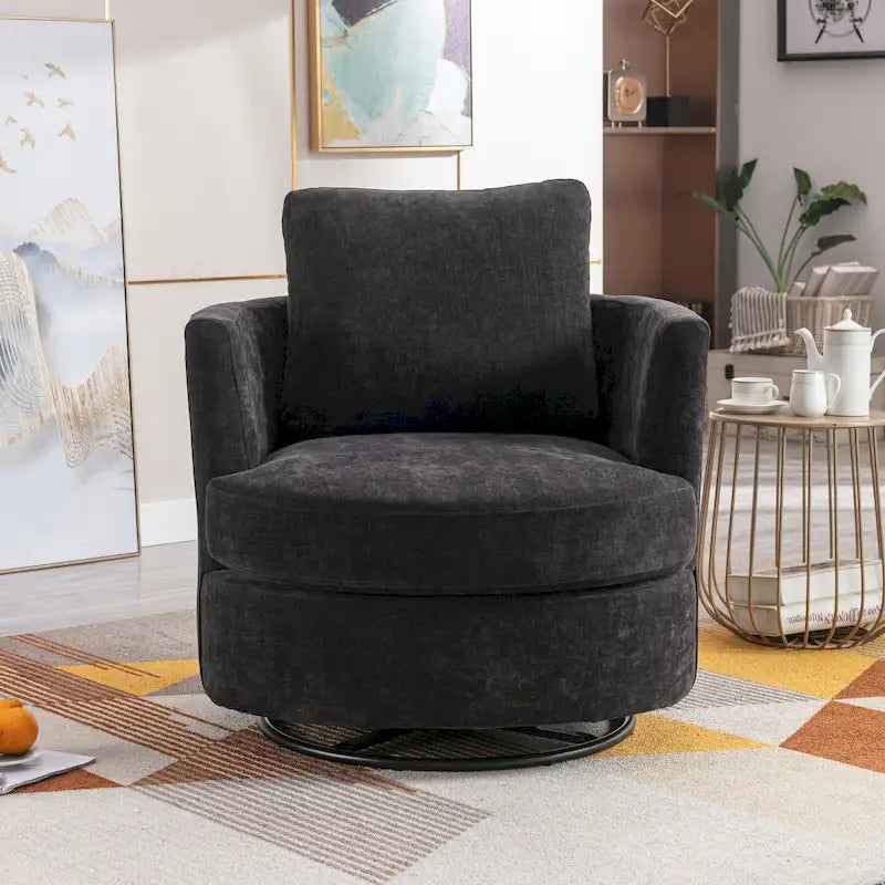 Fauteuil pivotant cylindrique moderne rembourré pour salon