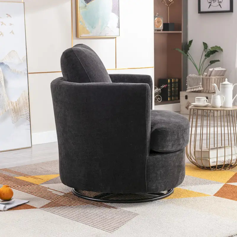 Fauteuil pivotant cylindrique moderne rembourré pour salon