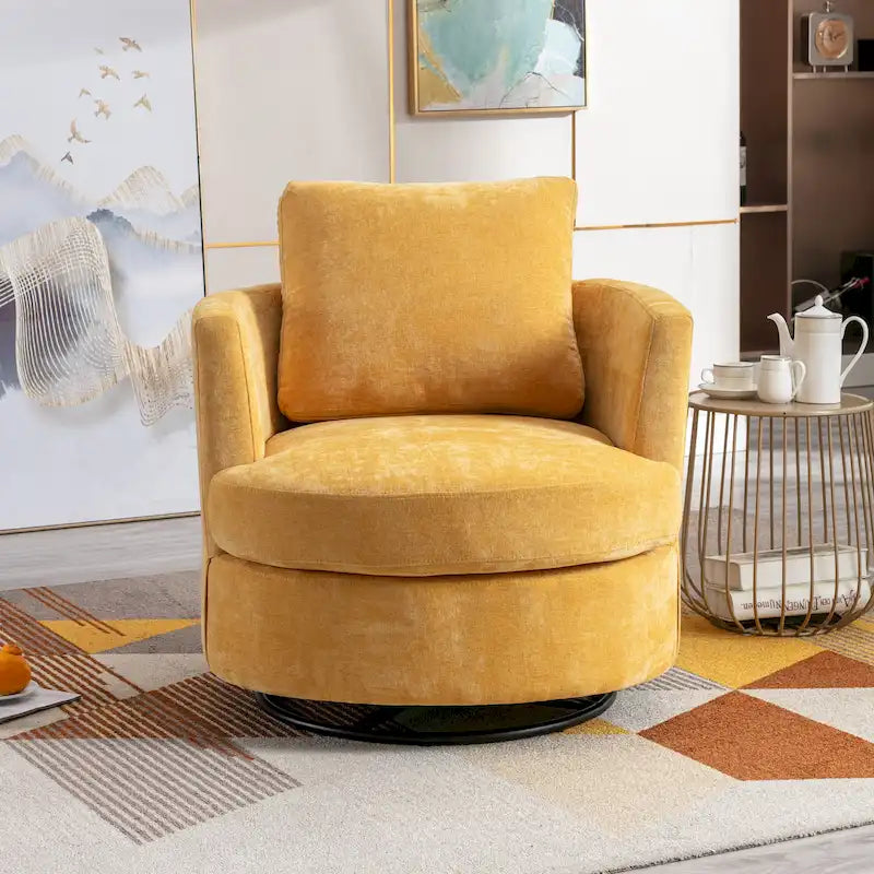 Fauteuil pivotant cylindrique moderne rembourré pour salon