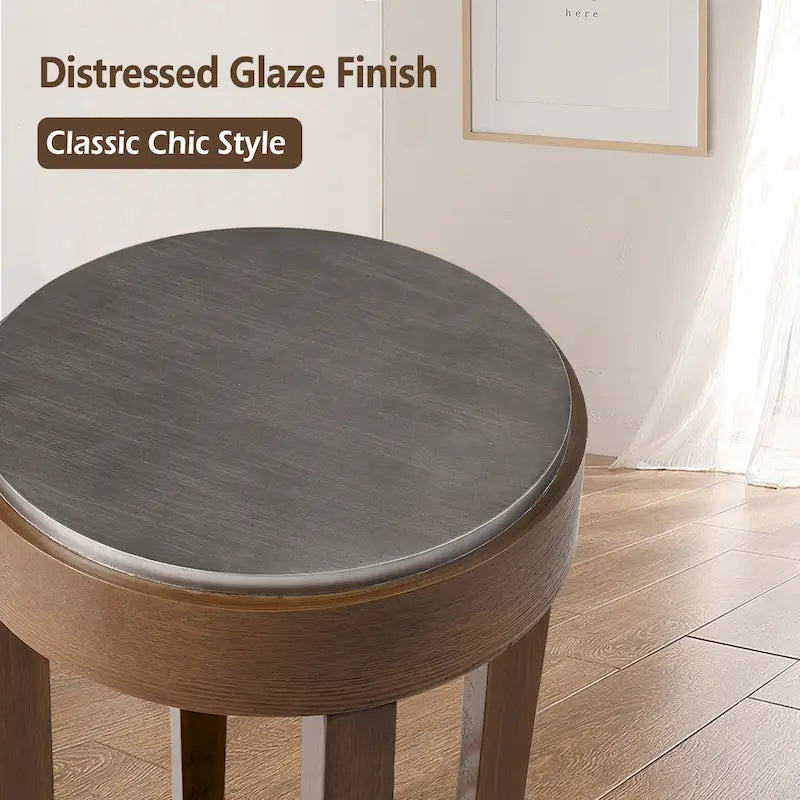 Table d'appoint ronde à 2 niveaux avec étagère