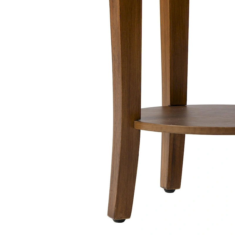 Table d'appoint ronde à 2 niveaux avec étagère