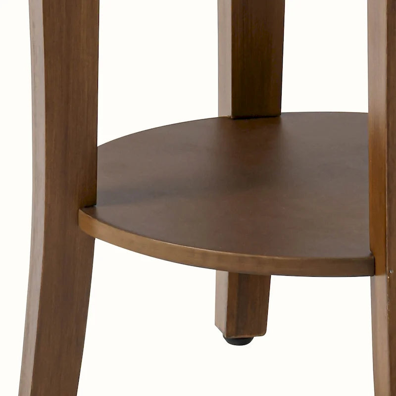 Table d'appoint ronde à 2 niveaux avec étagère