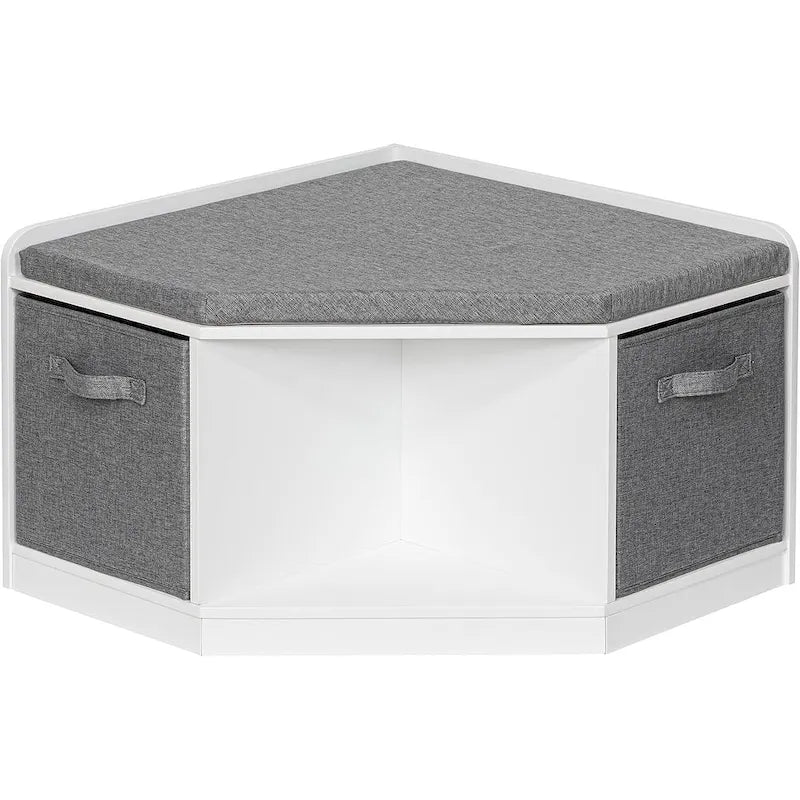 Coin Lecture, Banc avec Rangement, Meuble d'Angle avec 3 Niches pour Salon, Chambre, Blanc
