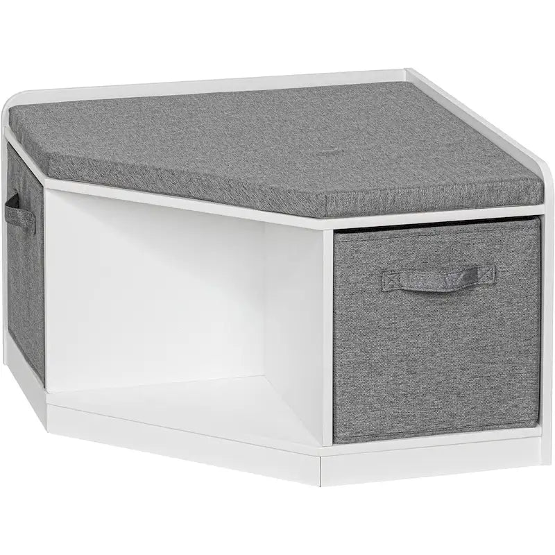 Coin Lecture, Banc avec Rangement, Meuble d'Angle avec 3 Niches pour Salon, Chambre, Blanc