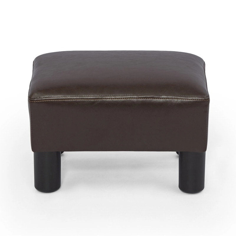 Petit tabouret repose-pieds ottoman rectangulaire moderne en cuir synthétique