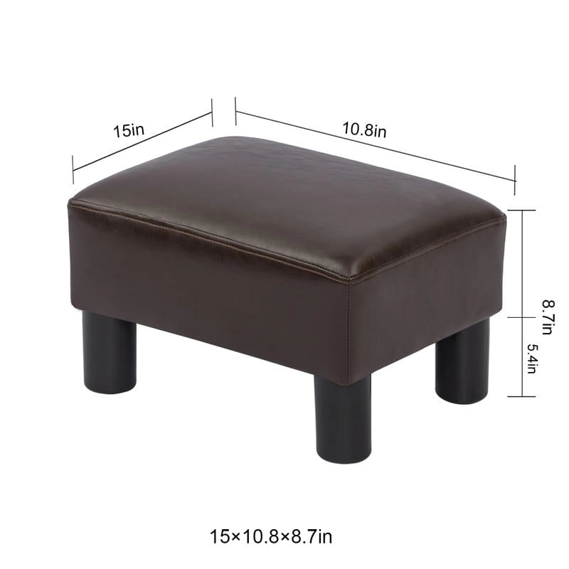 Petit tabouret repose-pieds ottoman rectangulaire moderne en cuir synthétique