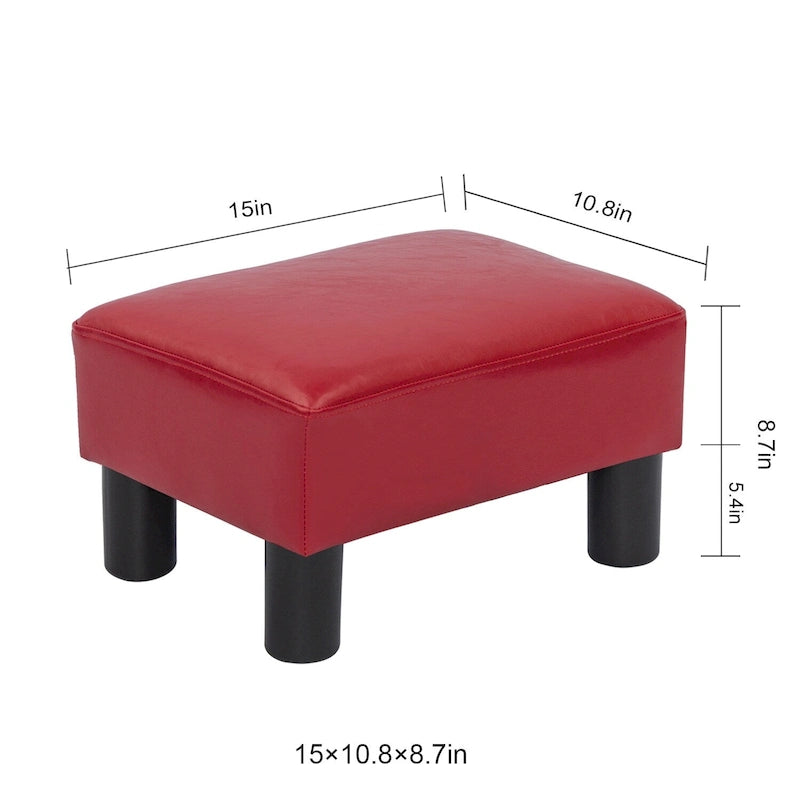 Petit tabouret repose-pieds ottoman rectangulaire moderne en cuir synthétique
