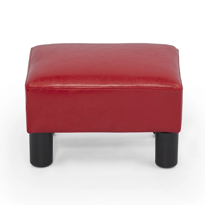Petit tabouret repose-pieds ottoman rectangulaire moderne en cuir synthétique