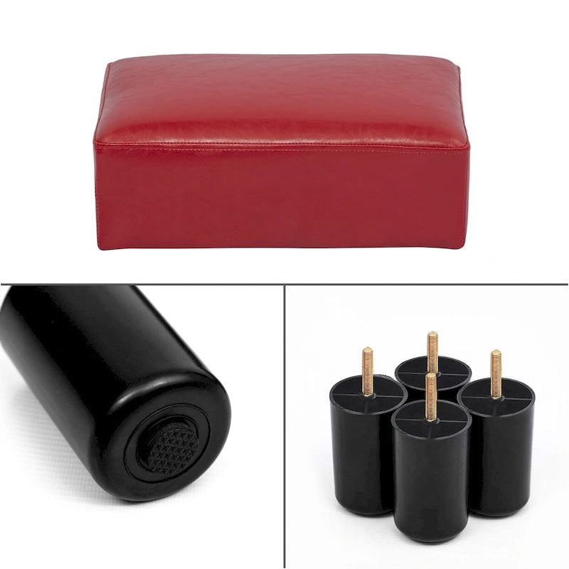 Petit tabouret repose-pieds ottoman rectangulaire moderne en cuir synthétique