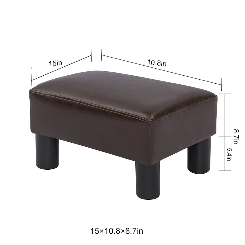 Petit tabouret repose-pieds ottoman rectangulaire moderne en cuir synthétique