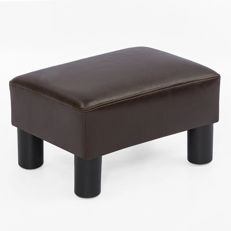 Petit tabouret repose-pieds ottoman rectangulaire moderne en cuir synthétique