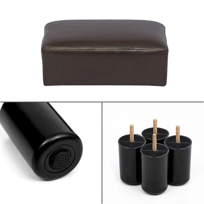 Petit tabouret repose-pieds ottoman rectangulaire moderne en cuir synthétique