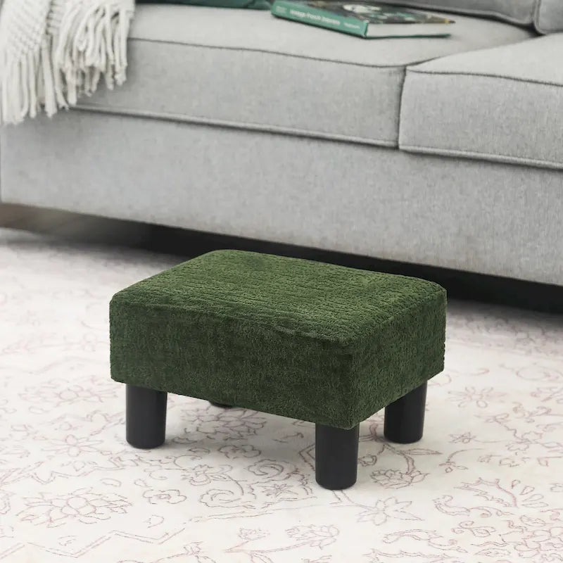 Petit tabouret repose-pieds ottoman rectangulaire moderne en cuir synthétique