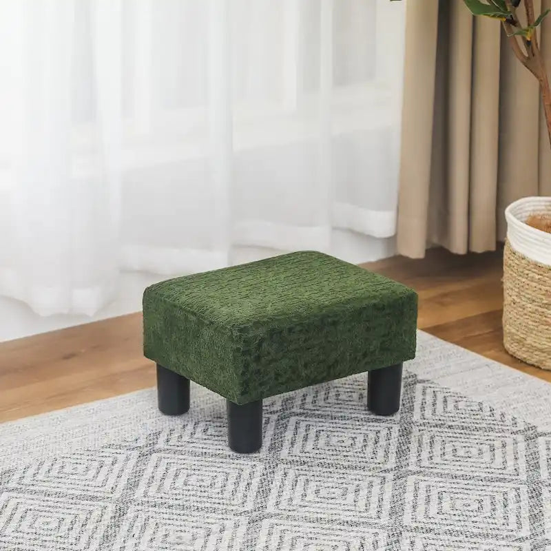 Petit tabouret repose-pieds ottoman rectangulaire moderne en cuir synthétique
