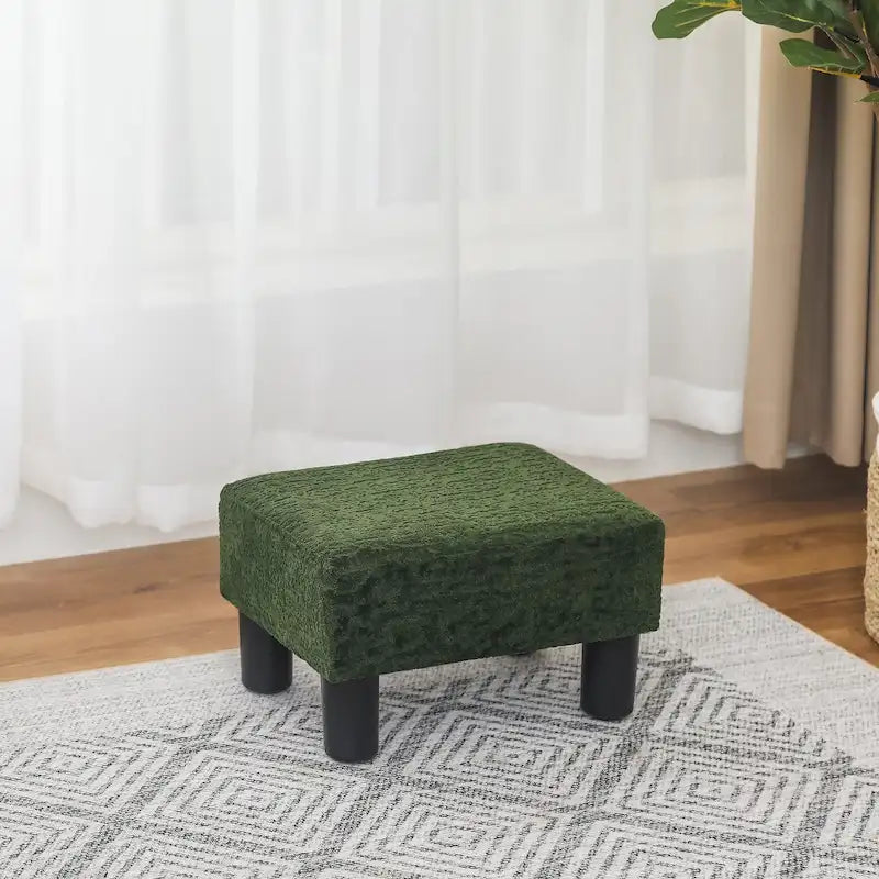 Petit tabouret repose-pieds ottoman rectangulaire moderne en cuir synthétique