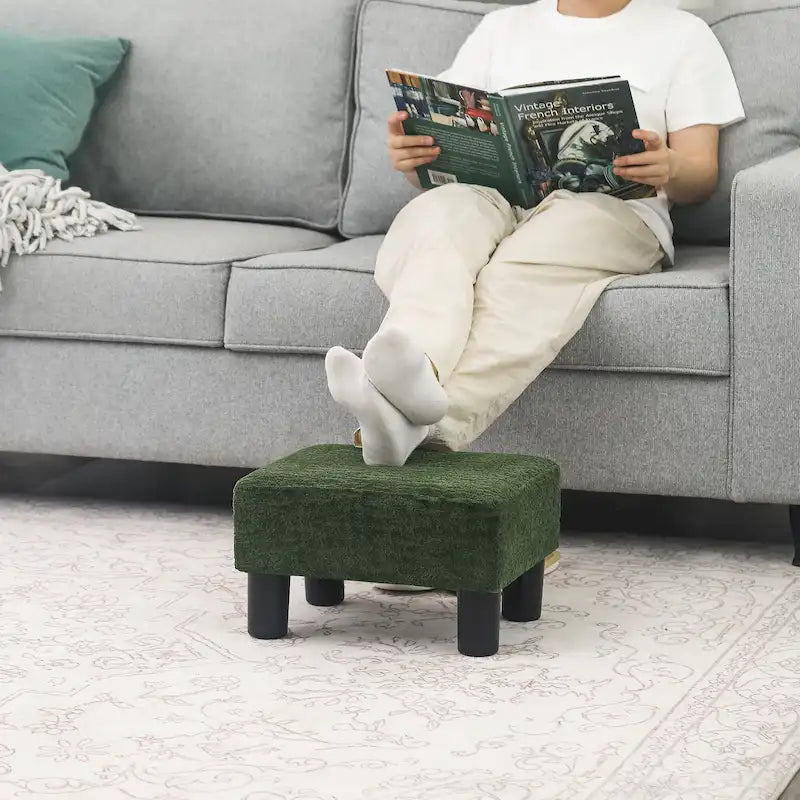 Petit tabouret repose-pieds ottoman rectangulaire moderne en cuir synthétique
