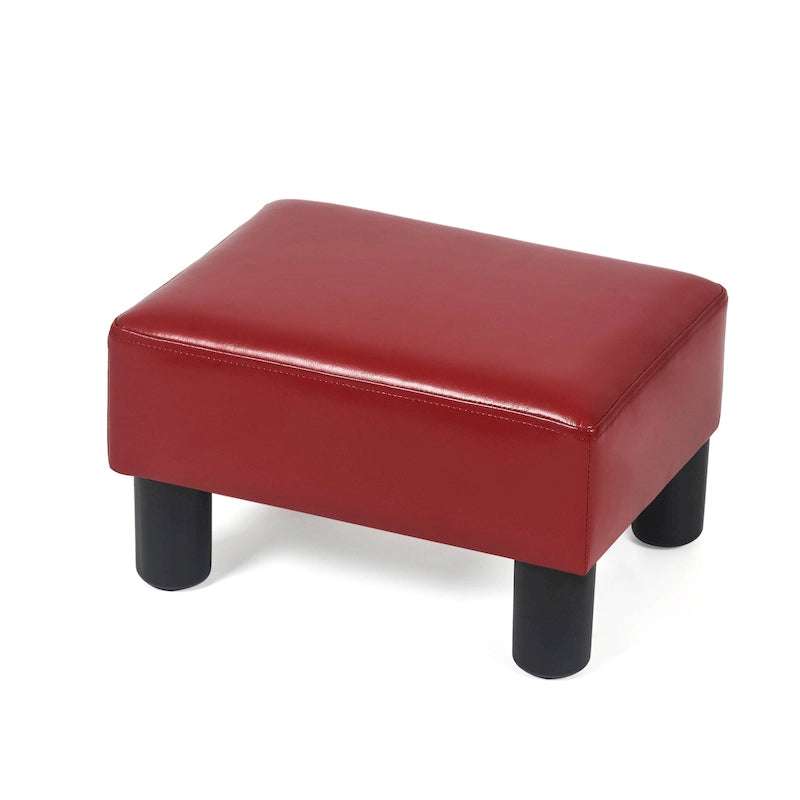 Petit tabouret repose-pieds ottoman rectangulaire moderne en cuir synthétique