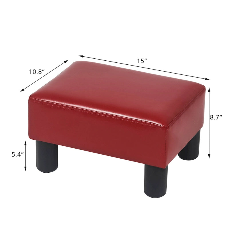 Petit tabouret repose-pieds ottoman rectangulaire moderne en cuir synthétique