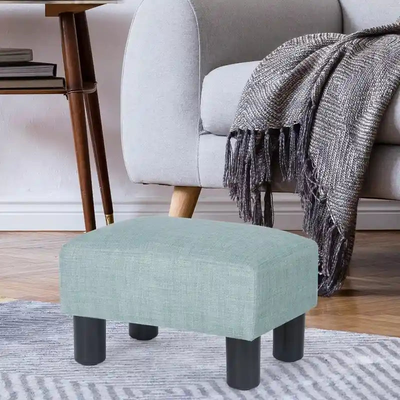 Petit tabouret repose-pieds ottoman rectangulaire moderne en cuir synthétique