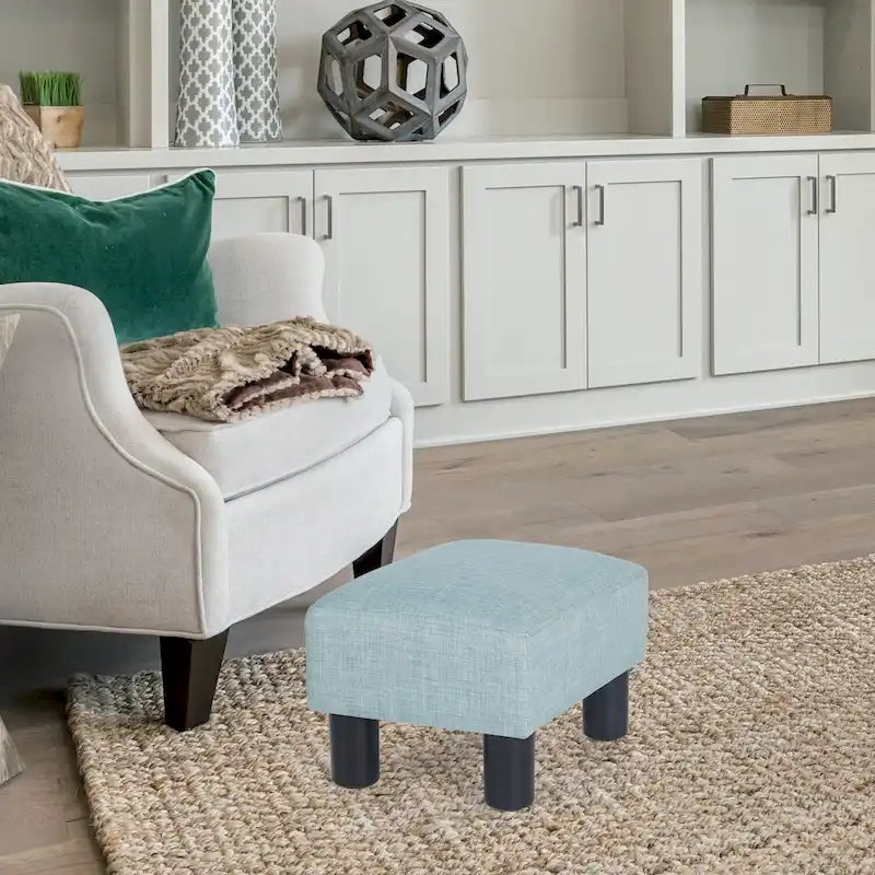 Petit tabouret repose-pieds ottoman rectangulaire moderne en cuir synthétique