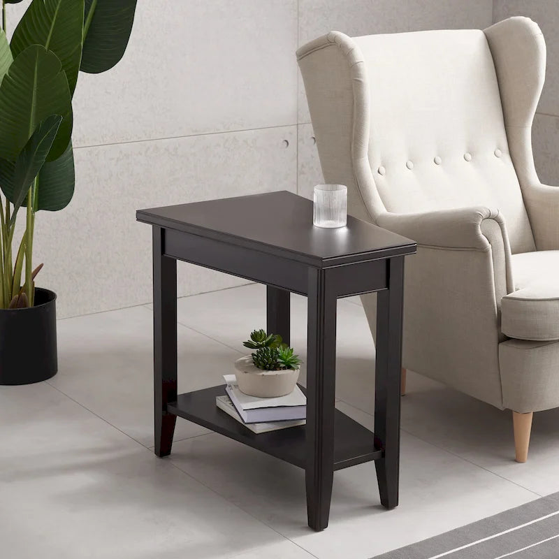 Table d'appoint étroite avec étagère