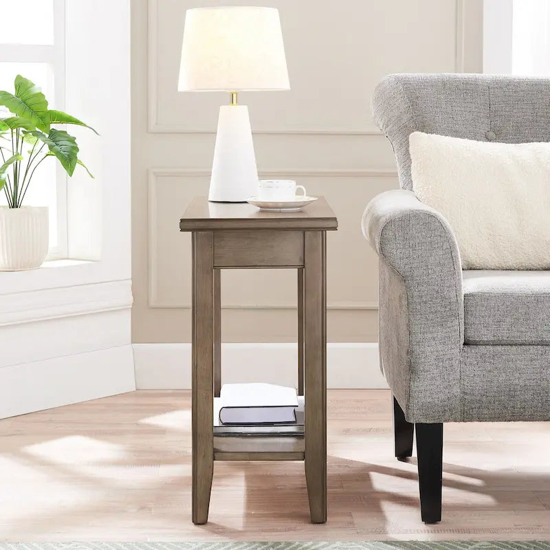 Table d'appoint étroite avec étagère