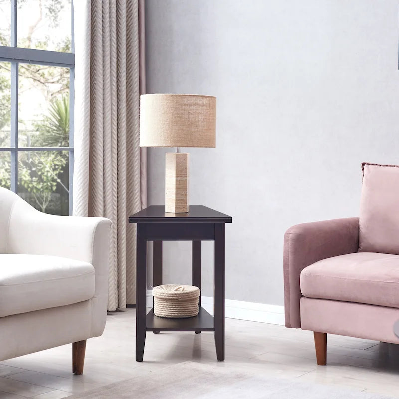 Table d'appoint étroite avec étagère