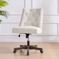 Chaise de bureau à roulettes réglable en hauteur, en tissu de lin capitonné, pivotante
