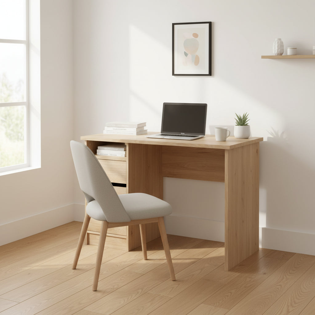 Porch & Den Wes Home Office Writing Desk with 3 Drawers and Open Shelf