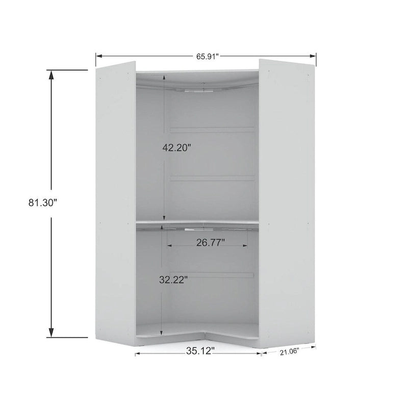 2.0 Semi-ouvert 3 Sections Moderne 4 Tiroirs Armoire Dressing d'angle Ensemble de 3