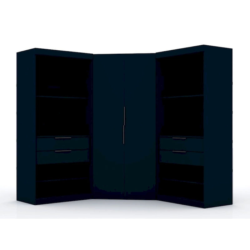 2.0 Semi-ouvert 3 Sections Moderne 4 Tiroirs Armoire Dressing d'angle Ensemble de 3
