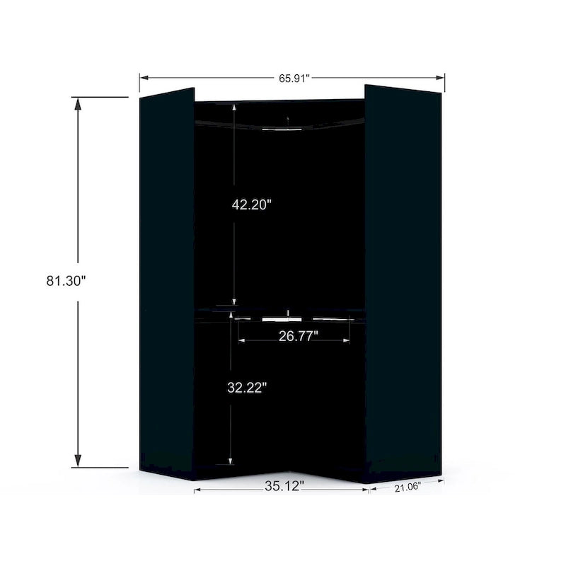 2.0 Semi-ouvert 3 Sections Moderne 4 Tiroirs Armoire Dressing d'angle Ensemble de 3
